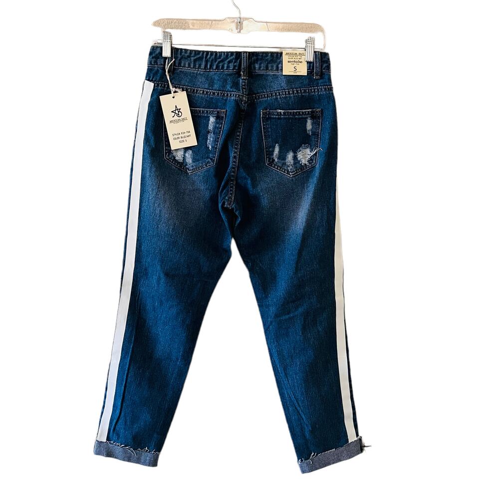 American Bazi Boyfriend Distressed High Rise Jeans Size Small NWT - Picture 2 of 8